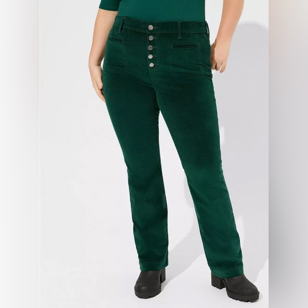 Torrid forest green plus size slim boot corduroy pants